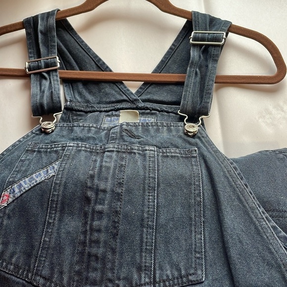 VTG Y2K Union Bay Denim Overalls Large Black Faded 90s 00s Jumper Cottagecore - Picture 12 of 16